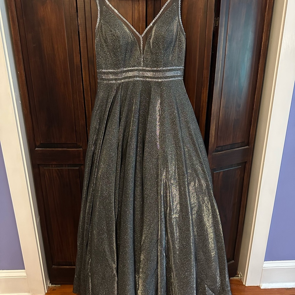 Beaded Silver Prom Dress Narianna